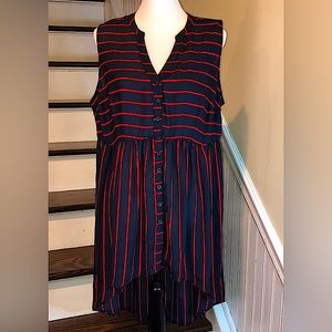 TORRID Navy & Red Stripe High Low Shirt Dress NWT Sz 0